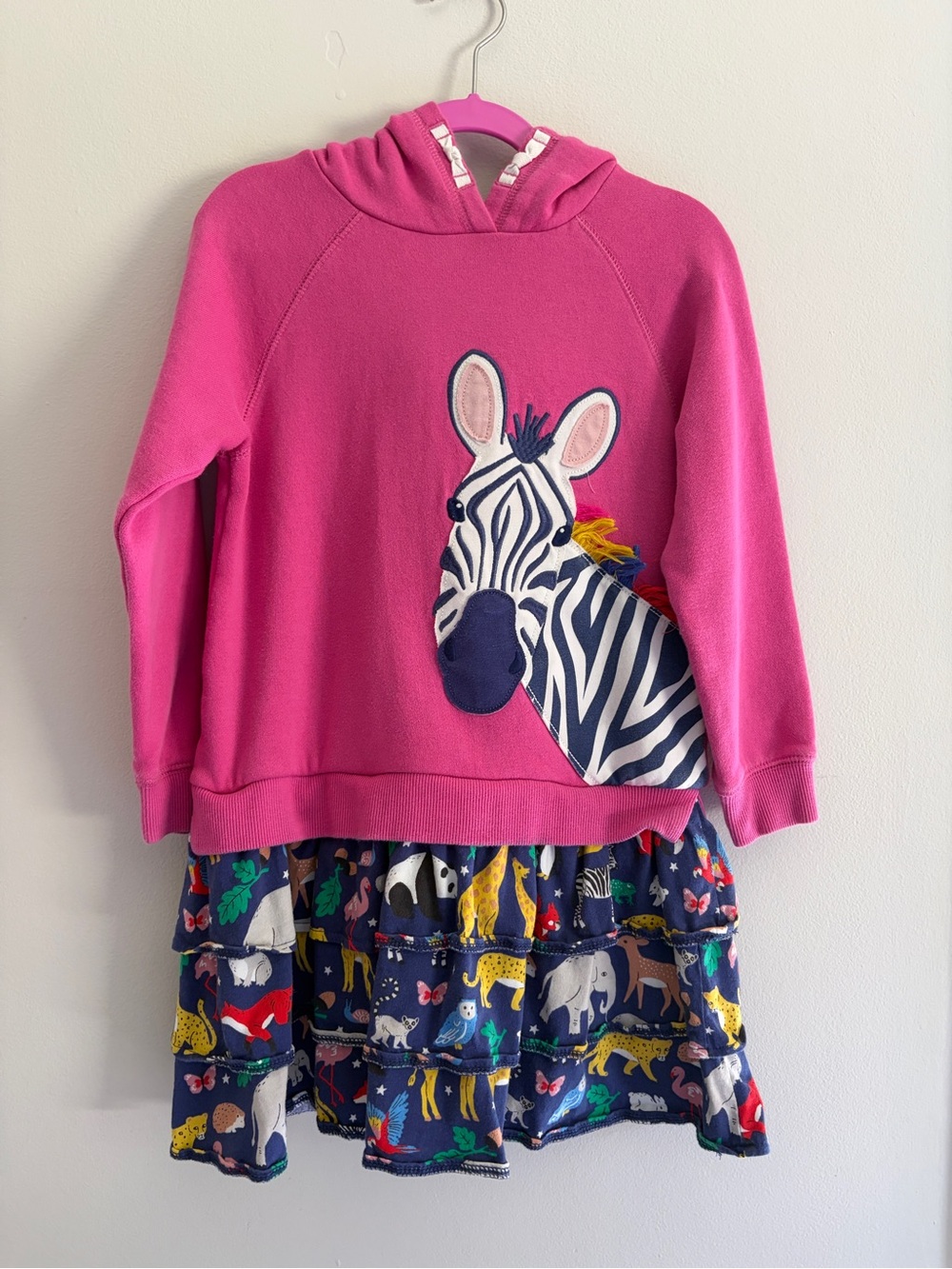 Mini Boden Hooded Appliqué Dress, Size 8-9Y